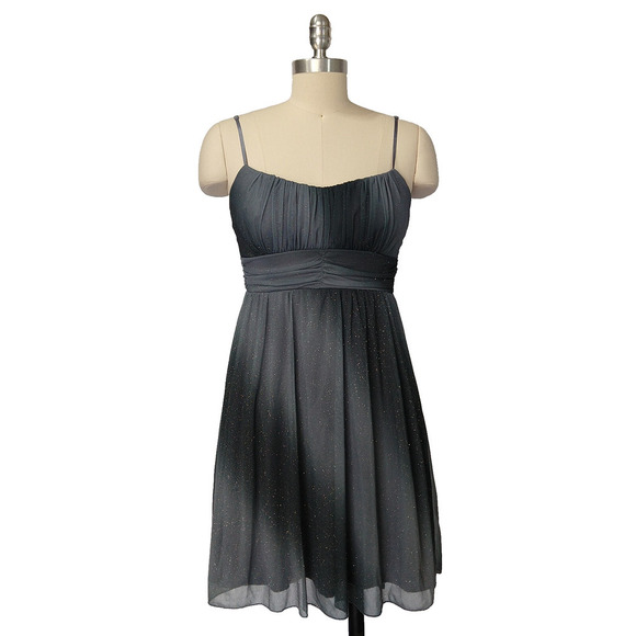 Ruby Rox Vintage Y2K Fit & Flare Dress Size M Gray Silver Metallic Whimsygoth - Picture 1 of 8